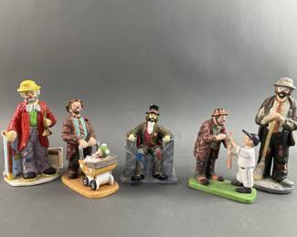 Lot 359 - Vtg. Flambro Emmett Kelly Jr. Clown Figurines