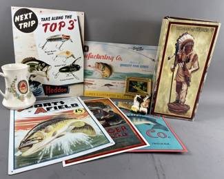 Lot 400 - Fishing Ad Metal, Native American & More