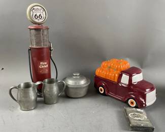Lot 376 - Ceramic Car Cookie Jar, Pewter Items & More