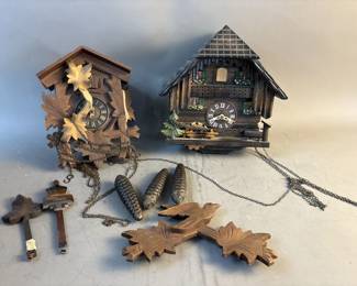 Lot 444 - Got Box 2 Cuckoo Clocks For Parts
