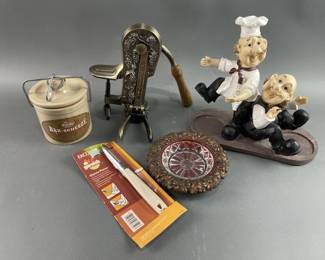 Lot 383 - Brass Countertop Wine Opener & More