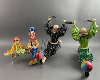 Lot 372 - Vintage Paper Mache Hanging Clowns & More