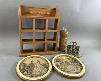 Lot 388 - Hollywood Regency, Wood Shelf & More