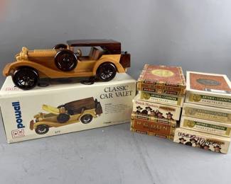 Lot 374 - Wooden Handcrafted Powell Classic Car & Cigar Boxes