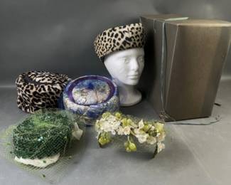 Lot 432 - Vintage Hats & Hat Box
