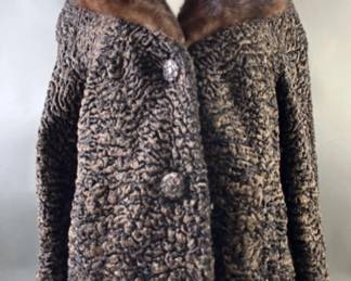 Lot 426 - Vintage 1960s Curly Lamb Jacket With Fur Collar