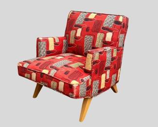 Atomic era armchair with period funky upholstery