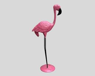 Life size metal pink flamingo