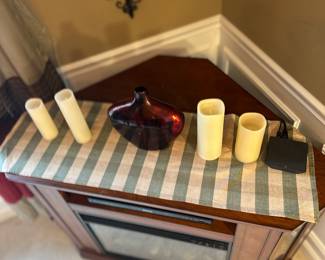 Portable corner fireplace drop leaf