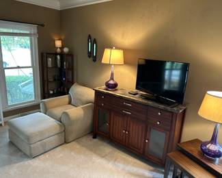 Entertainment cabinet chairs with Ottomans