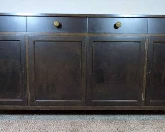 Albano Distressed Painted Black Wood Buffet Cabinet