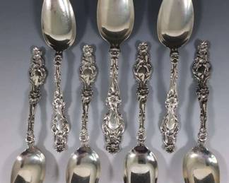 Lily by Whiting Sterling Silver Teaspoon Set Of 6 Plus 1, Antique