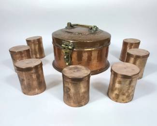 Copper Spice Box With Jars