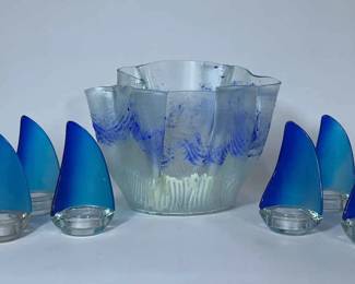 Handmade Handkerchief Vase With Accent Candle Holders