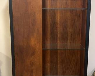 Lighted Wood And Glass Cabinet