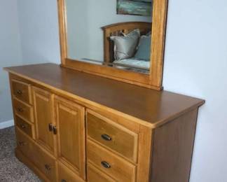 Contemporary Oak Chest Of Drawers With Mirror