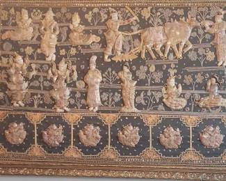 003 Thai Framed Embroidered Tapestry