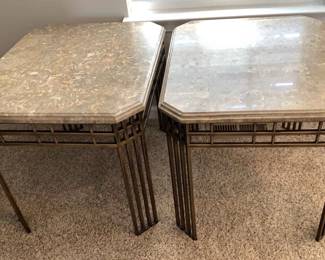 Marble End Table Pair