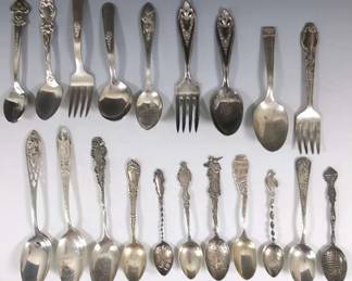 Souvenir Spoon Collection With Sterling, Vintage To Antique