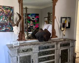 Anthropology Credenza and antique mirror.