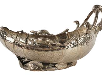 Antique silver salamander bowl.