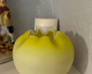 antique satin glass rose bowl