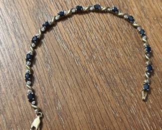 yellow gold, diamond and sapphires tennis bracelet