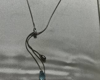 Stunning 14k white gold with Topaz and Amethyst Lariat style necklace