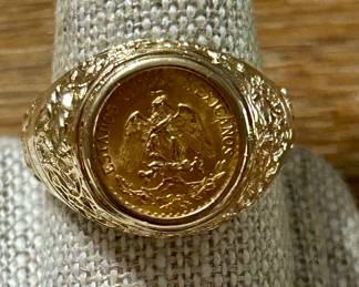 Gold coin rings 