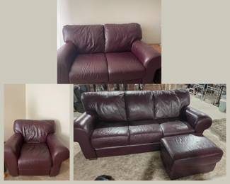 Leather Couch, Loveseat, and Chair