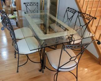 Iron and glass dining set