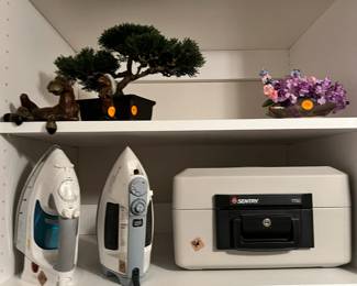 irons, safe, and more decor