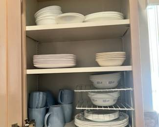 dishes, corning ware set