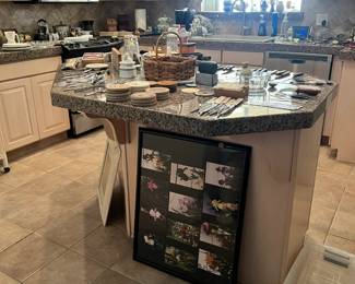 kitchen items galore. Also s poster frame, coasters, knives, basket, trays, antiques and so much more
