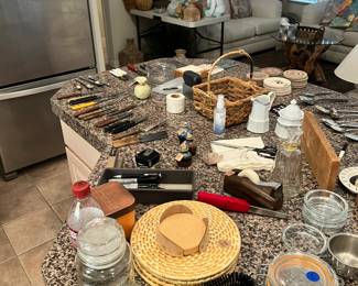 other angle of kitchen items on island