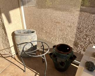 outdoor plant stand and pots