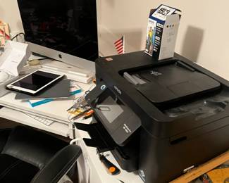 Epson printer, PC, Tablets, lots of other office supplies, some antiques
