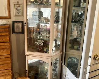 other angle of the curio cabinet, a parafin wax warmer as well