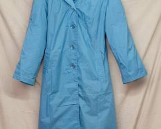 Vintage '80s baby blue Lacoste nylon taffeta waterproof trench coat