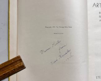 Inside page of Art Masterpieces of the 1933 World's Fair Exhibited at The Art Institute of Chicago, Complete in One Volume, by C. J. Bulliet, 1933, first edition signed hardcover, Sterling North of Chicago publishers