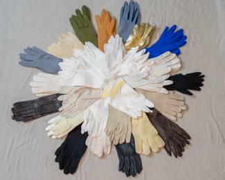 Vintage women's gloves - leather, lined, cotton, woven, variety of colors