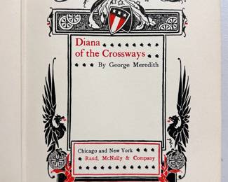 Inside page of Diana of the Crossways, by George Meredith, hardcover, publishers Rand, McNally & Company 