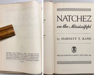 Inside pages of Natchez on the Mississippi by Harnett T. Kane, hardcover, 1947, first printing