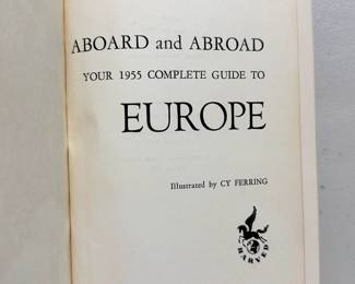 Inside page of Aboard and Abroad Olson's Complete Travel Guide to Europe, by Harvey S. Olson, 1955, hardcover