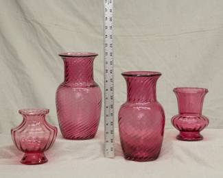 Vintage Pilgrim cranberry glass vases