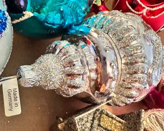 Classic vintage Christmas ornaments including many hand made in Germany