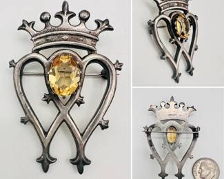 Antique Scottish sterling silver and citrine brooch