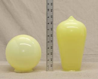 Antique hand blown uranium glass light shades circa 1900