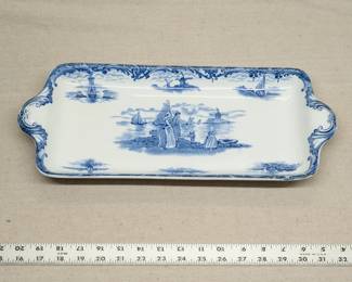 Vintage Wedgwood & Co England "Hague" pattern blue and white transferware rectangular serving tray