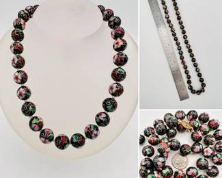 Chinese hand knotted cloisonné beaded necklace